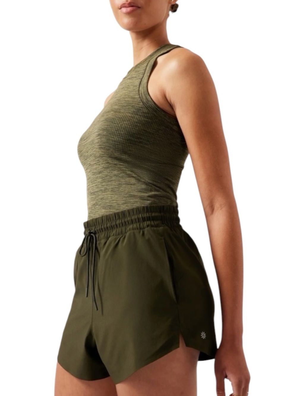Athleta Crossroads Running Short in Olive Green Size S